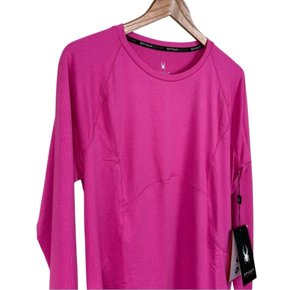 Spyder Women's Active Long Sleeve Shirt - Fuchsia Pink Stretchy Athletic Top XL - Picture 2 of 7